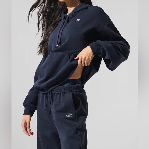 ALO Yoga Tops - ALO Yoga SET Navy Blue Hoodie Sweatshirt & Sweatpant Set